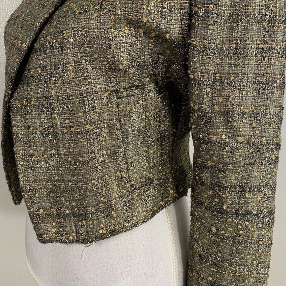 Xoxo metallic gold black tweed crop blazer Large L - Picture 7 of 13